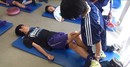 サッカー合宿現場でトレーナーブースを展開